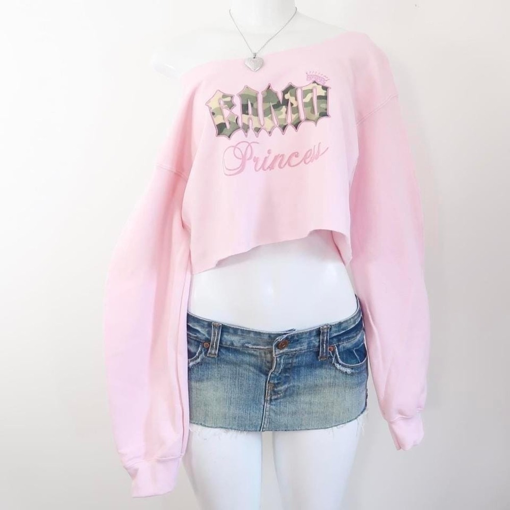 camo princess pink sweatshirt mcbling y2k